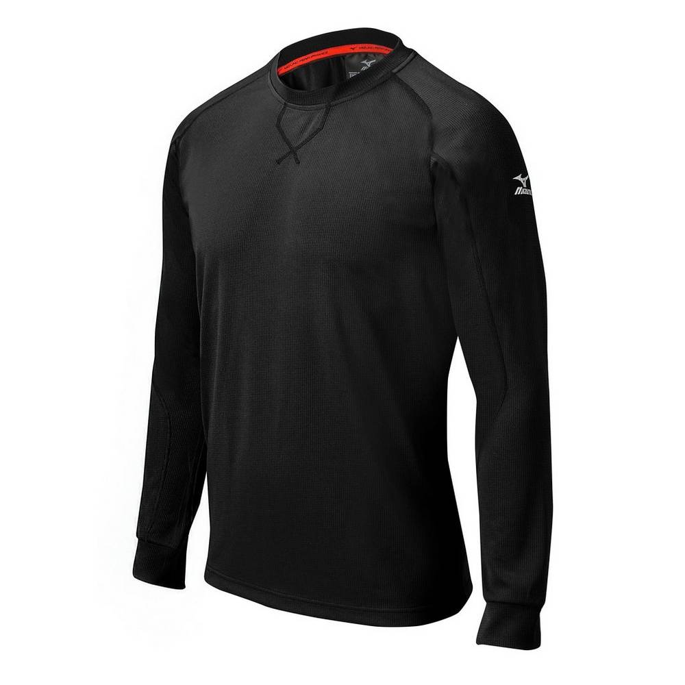 Panske Treningove Oblecenie Mizuno Comp Long Sleeve Training Baseball Čierne Vypredaj TCLF28316
